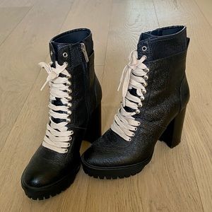 Vince Camuto Ermania Black Lug Sole Combat Boot